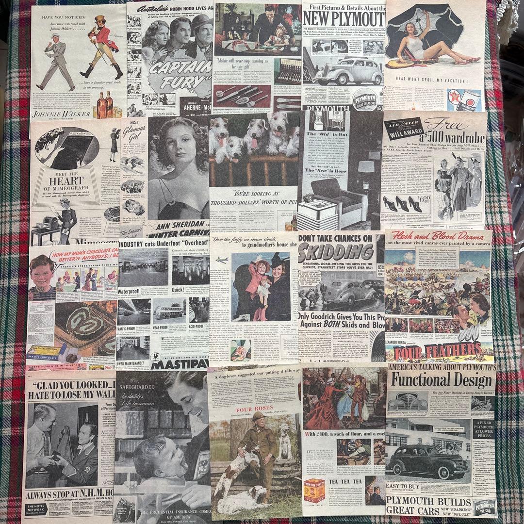 コラージュ レトロ ペーパー20枚セット まとめ 素材 日記 紙もの