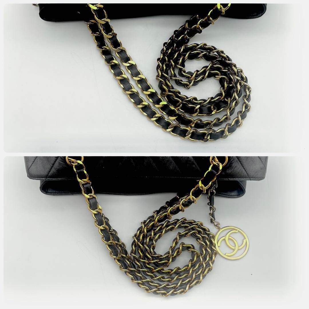 シャネル チェーンショルダー ラムスキン ブイステッチ ブラック