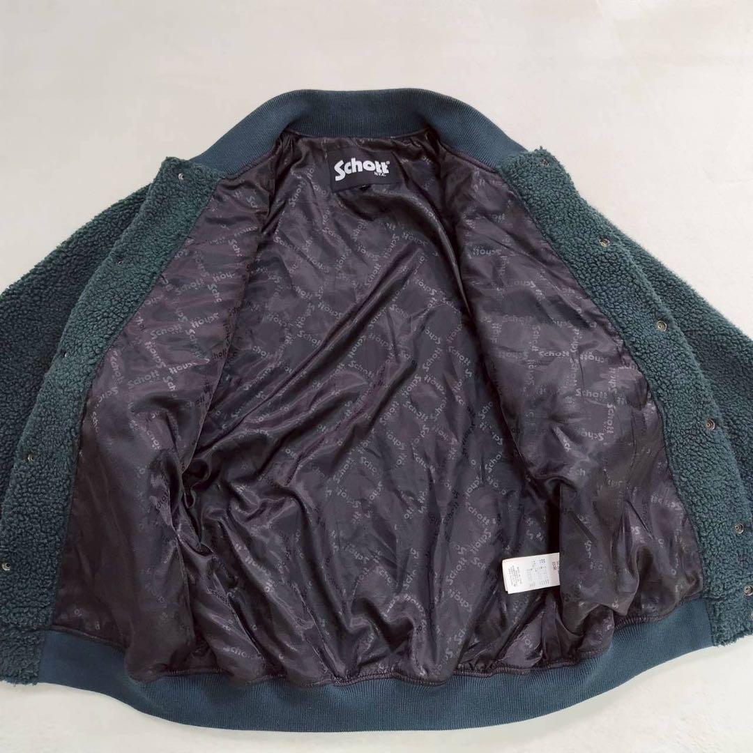 美品 schott ショット スタジャン ジャケット ボア グリーン系カラー