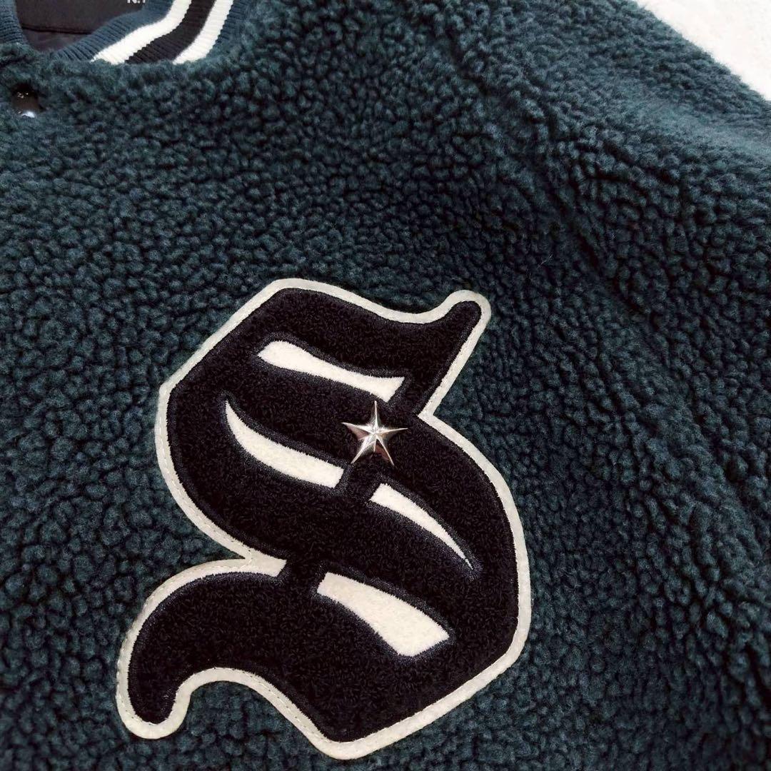 美品 schott ショット スタジャン ジャケット ボア グリーン系カラー