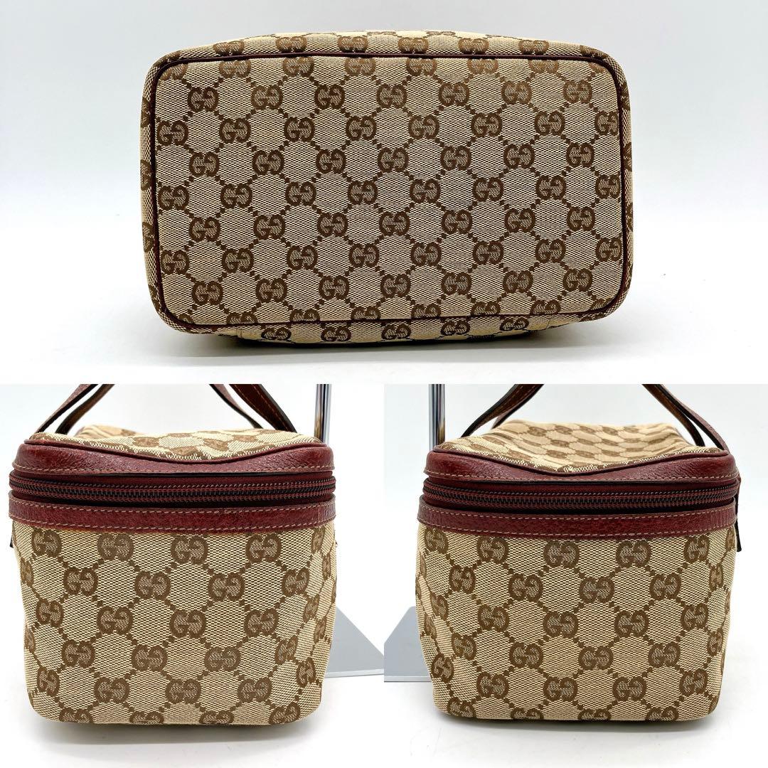 美品【GUCCI】バニティバッグ GGキャンバス ベージュ ハンドバッグ