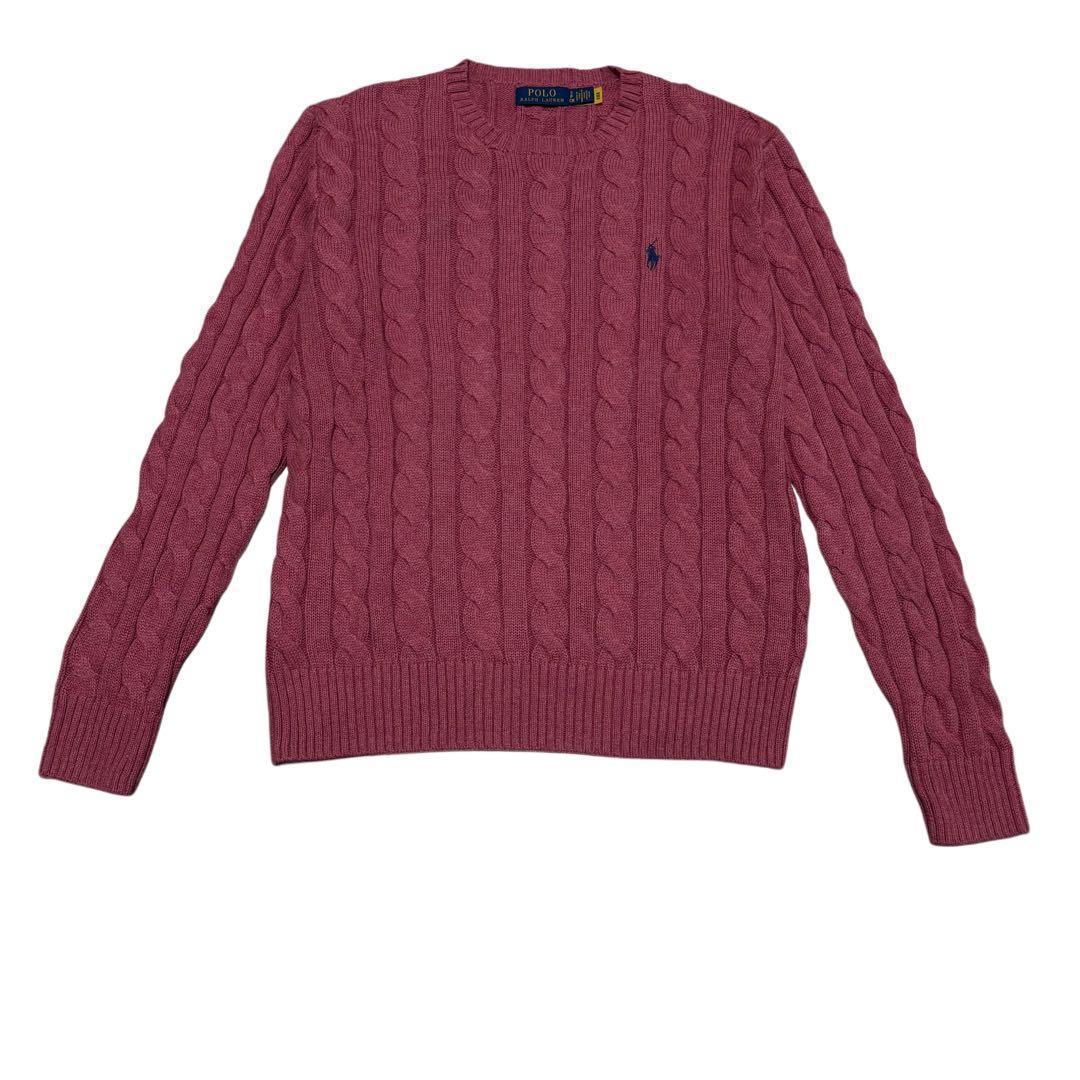 極美品】ポロ・ラルフ・ローレン ケーブルニットセーター ピンク 現行