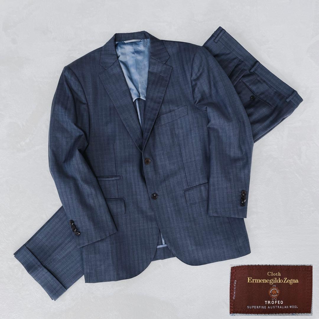 美品エルメネジルドゼニア トロフェオ スーツ シングル サイドベンツ