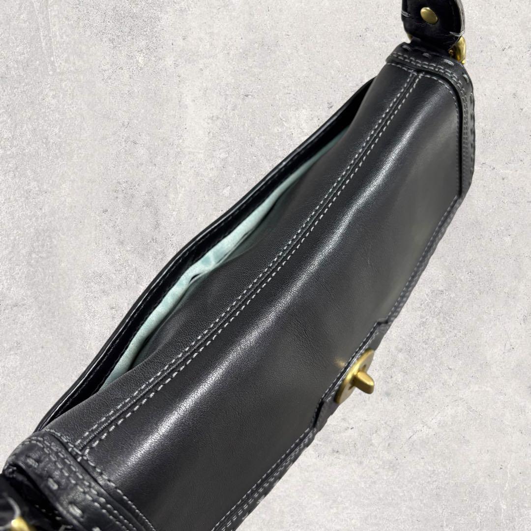 コーチ ソーホー ワンショルダーバッグ レザー 黒 ターンロック 保存袋