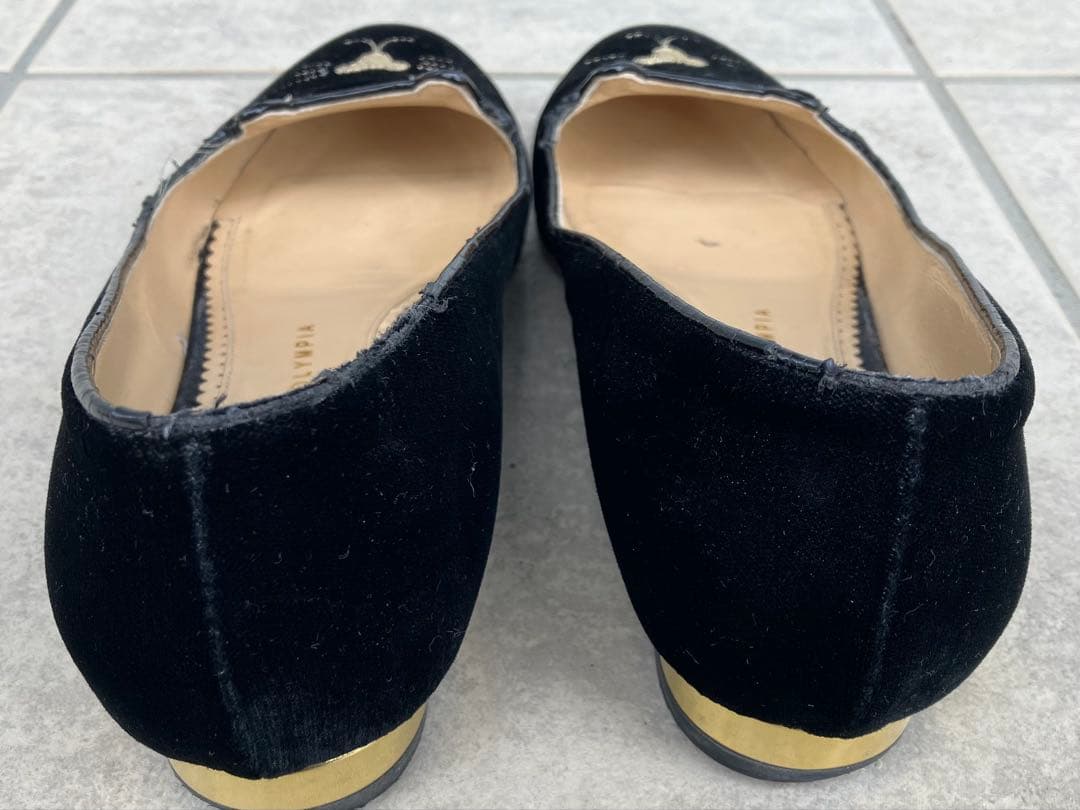 CHARLOTTE OLYMPIA 猫刺繍 フラットシューズ 黒 36 1/2 - メルカリ