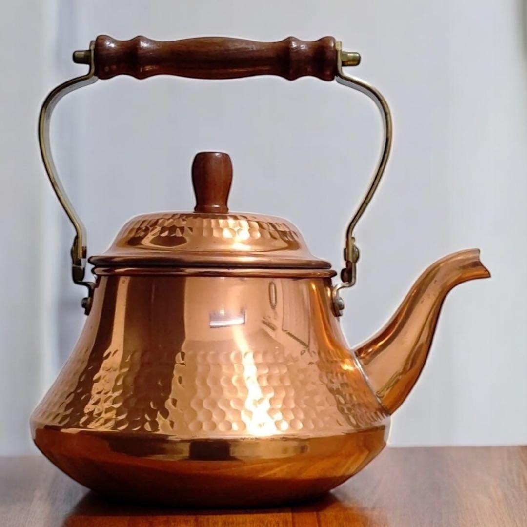 未使用品 島本製作所 鎚目仕上げ 純銅製 ベルケトル 薬缶 レトロ 1.6ℓ