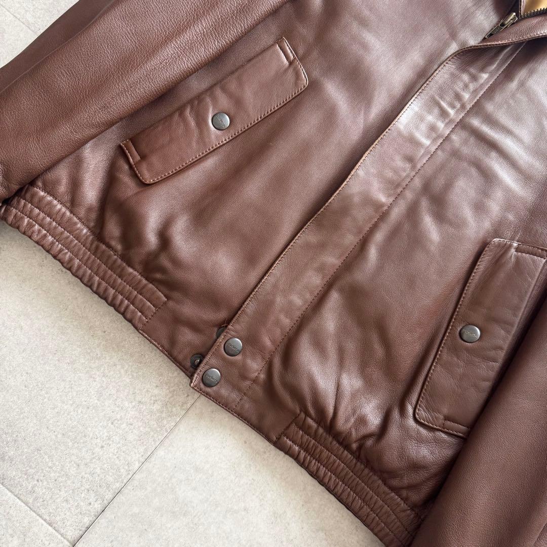 バーバリー レザージャケット ノバチェック ライナー 2WAY 茶 S Y2K