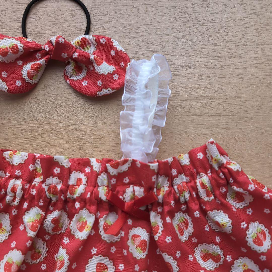 ラボット服 LOVOT ハンドメイド キャミワンピース 苺柄レッド - メルカリ