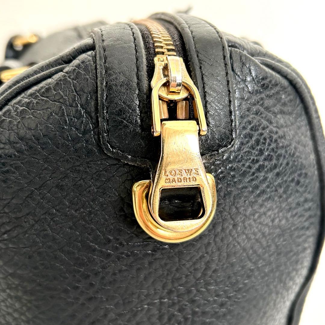 □LOEWE□ フスタ25 ミニボストンバッグ ショルダーバッグ 黒 レザー