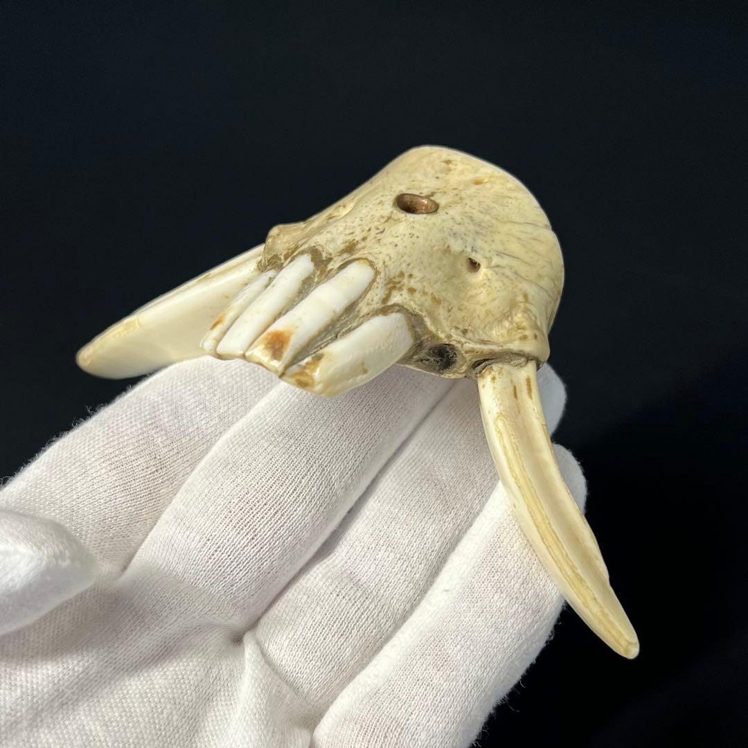◎古道具 庵々◎江戸-明治期 獣牙根付□提げ物山伏猟師魔除け呪物