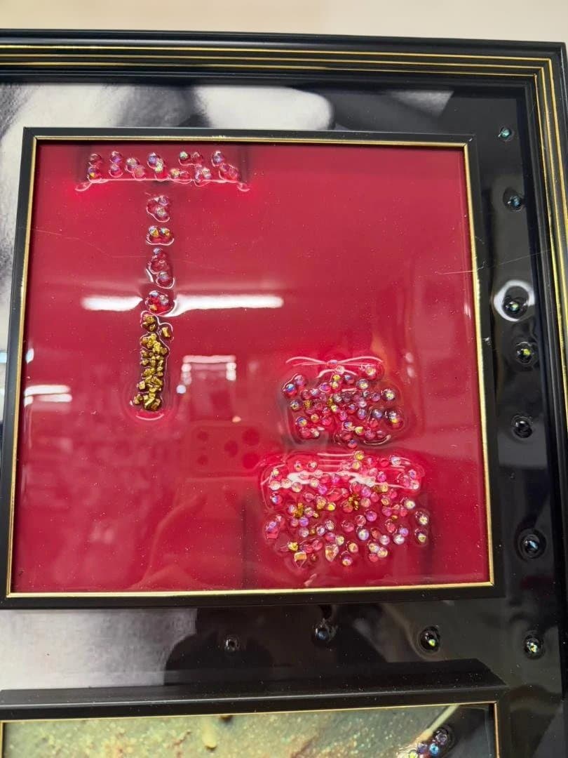 アートパネル 水晶絵 レッド コスメ ピンク 美容 キラキラ 赤 壁掛け