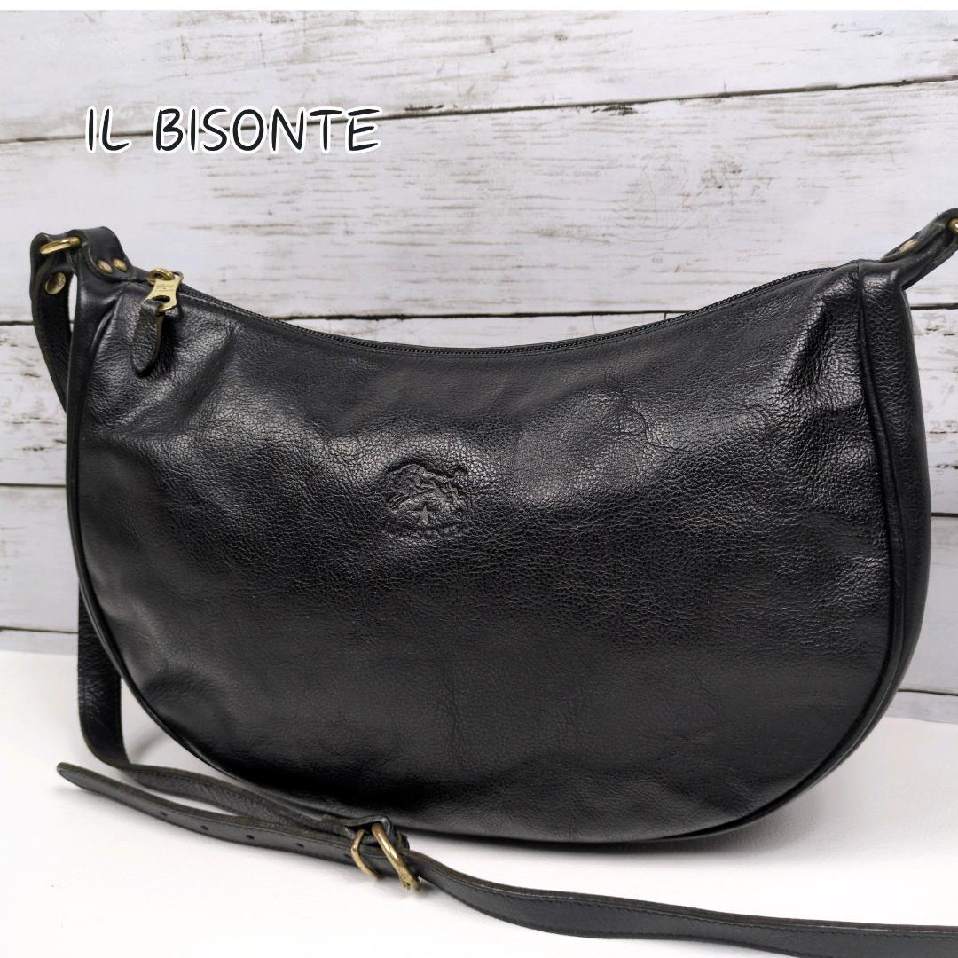 イルビゾンテ ショルダーバッグ 大きい ブラック ハーフムーン 三日月 新品未使用タグ付き イルビゾンテ ハーフムーン ショルダーバッグ 黒
