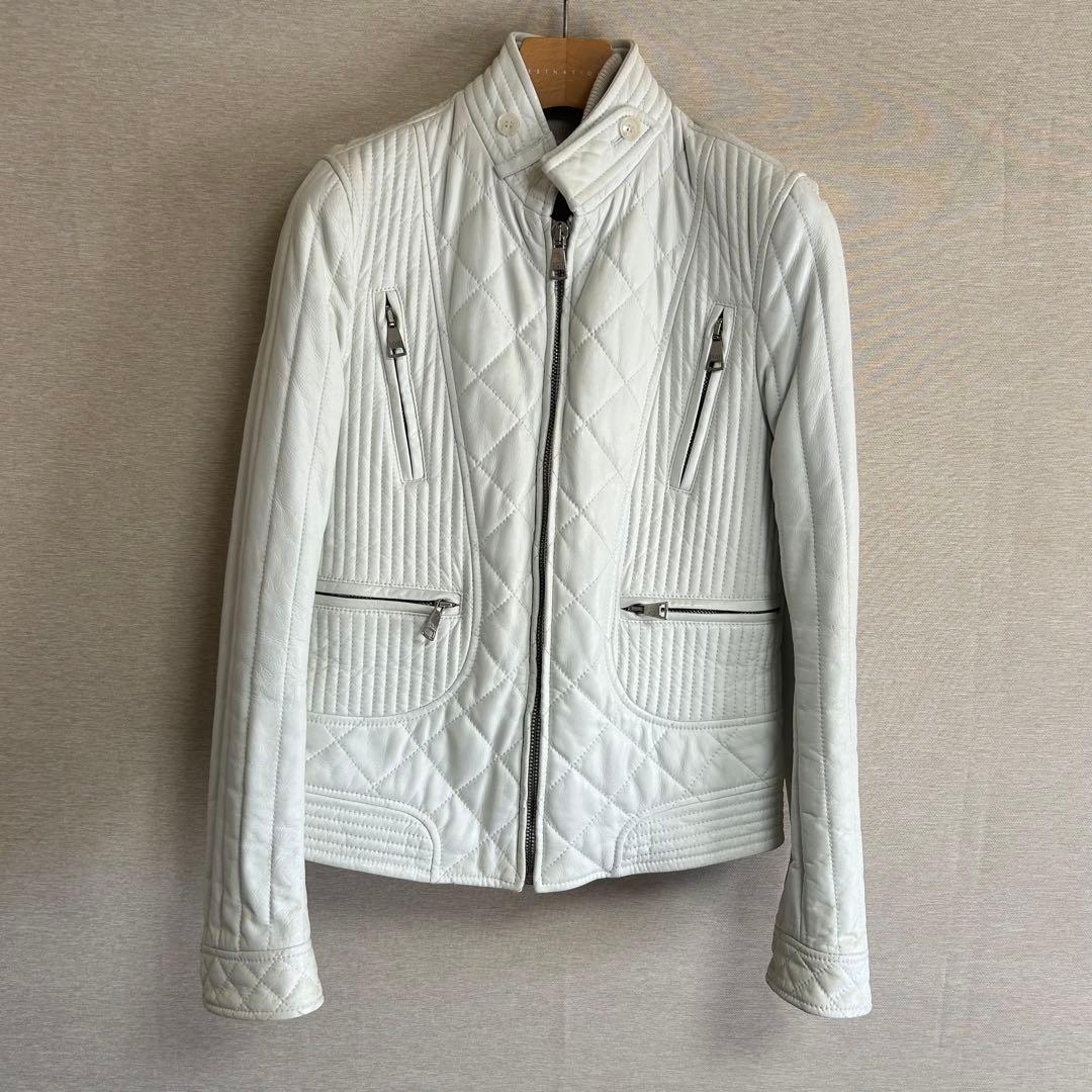 M様専用 Dolce & Gabbana ホワイトレザーライダースジャケット - メルカリ