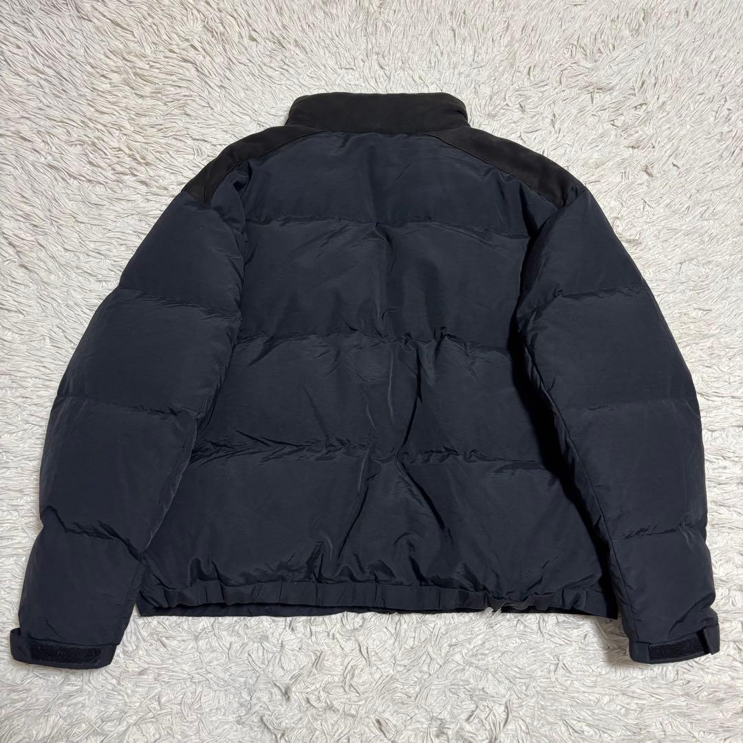 BADWAY スウェード生地 ダウンジャケット ブラック×ネイビー L - メルカリ