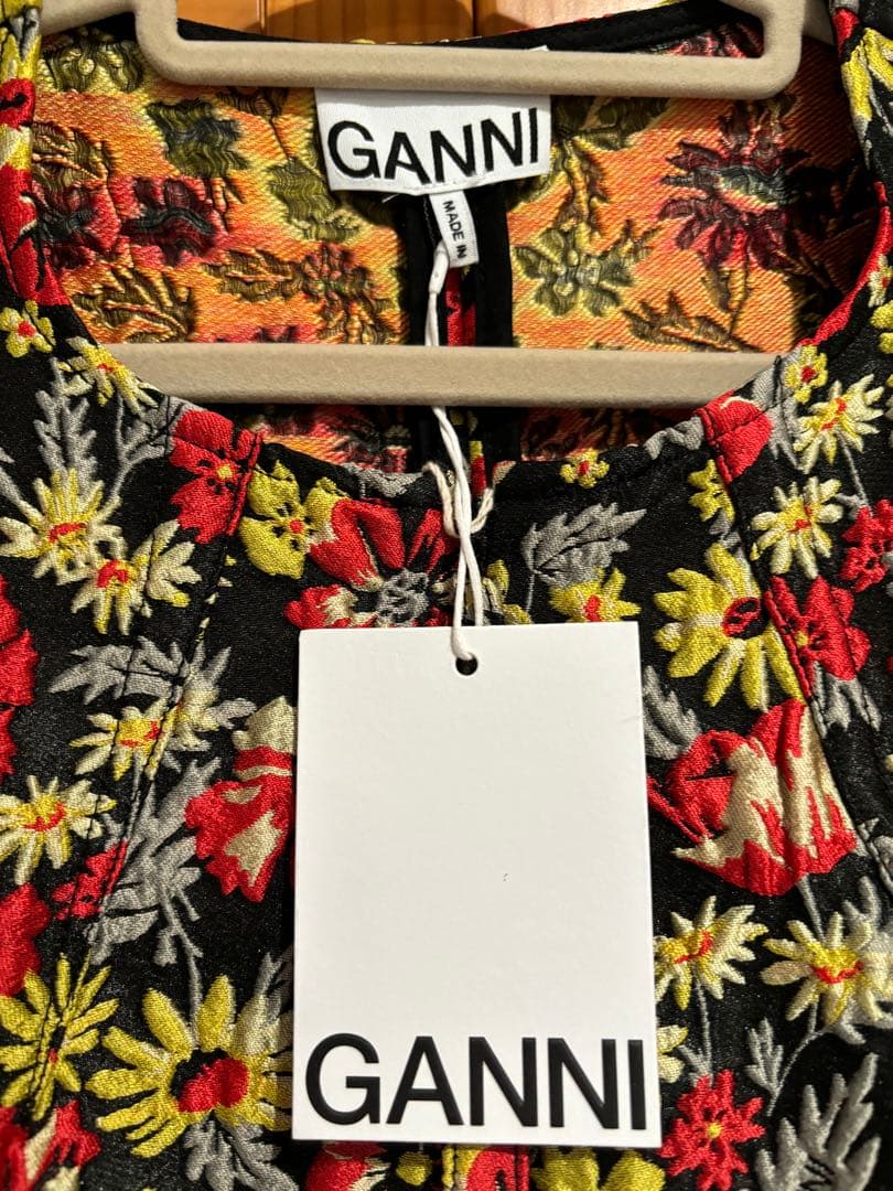 新品未使用 GANNI ガニー ジャカード ミニワンピース フラワー 花柄