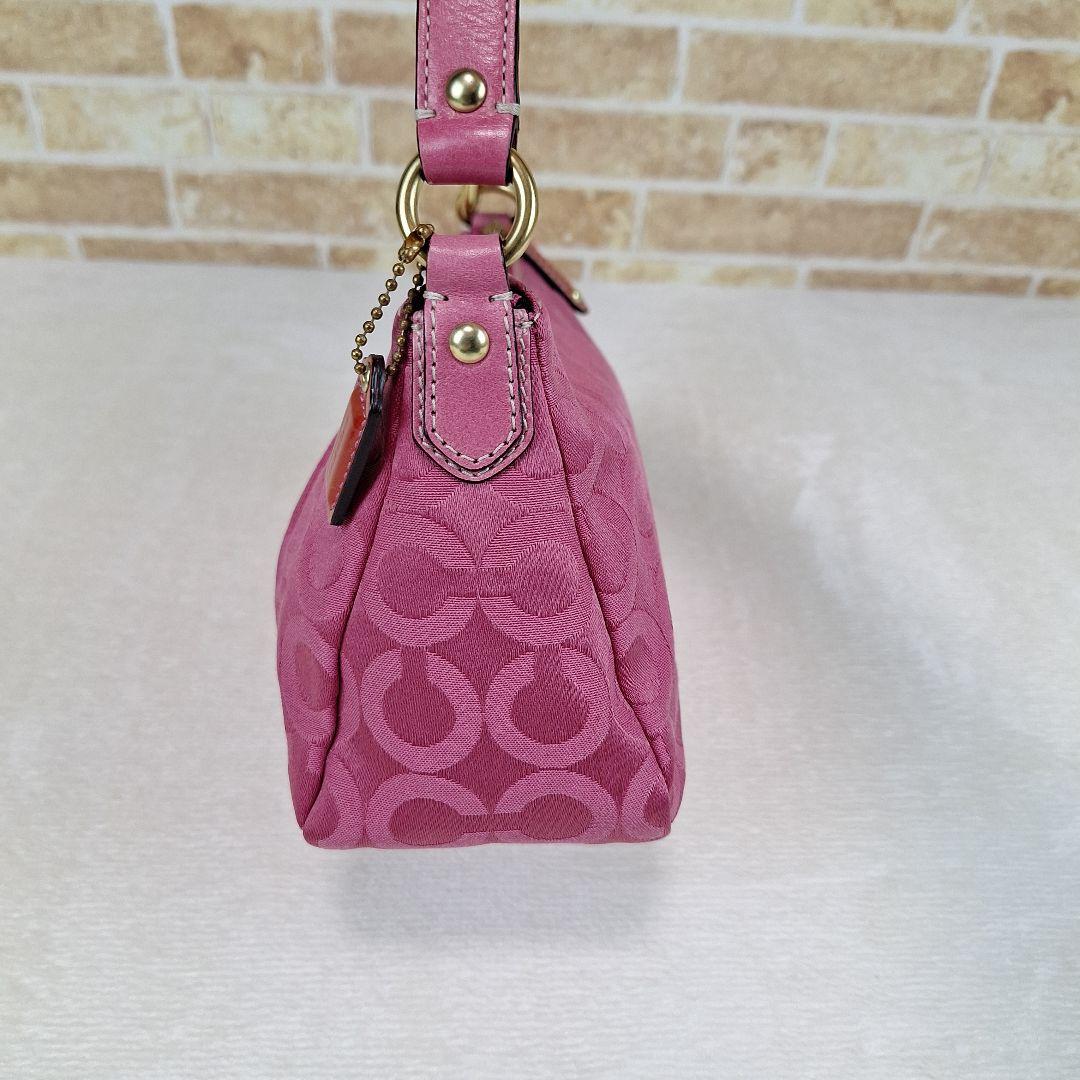 COACH コーチ アクセサリーポーチ キャンバスレザー 馬車 ピンク