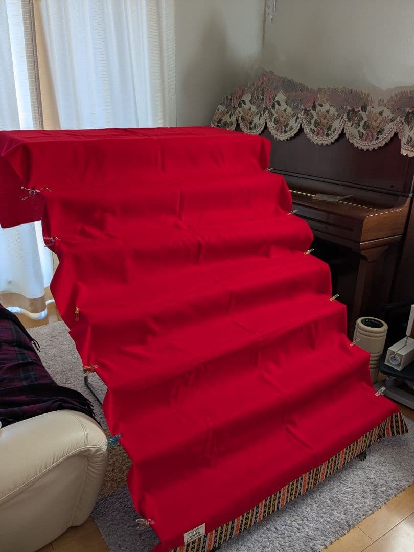 雛壇7段飾り 白色 35号 説明書あり 毛氈付き 毛せん