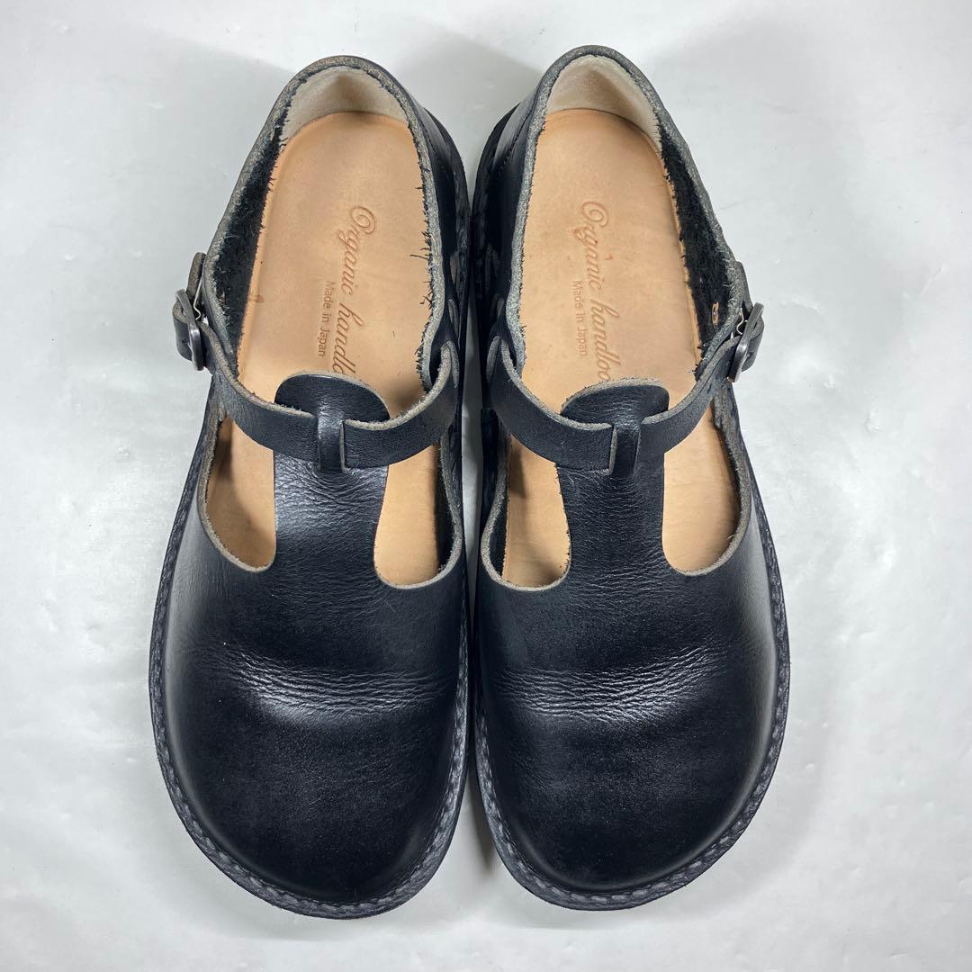 【美品】オーガニックハンドルーム 25.0cm レザー Tストラップシューズ