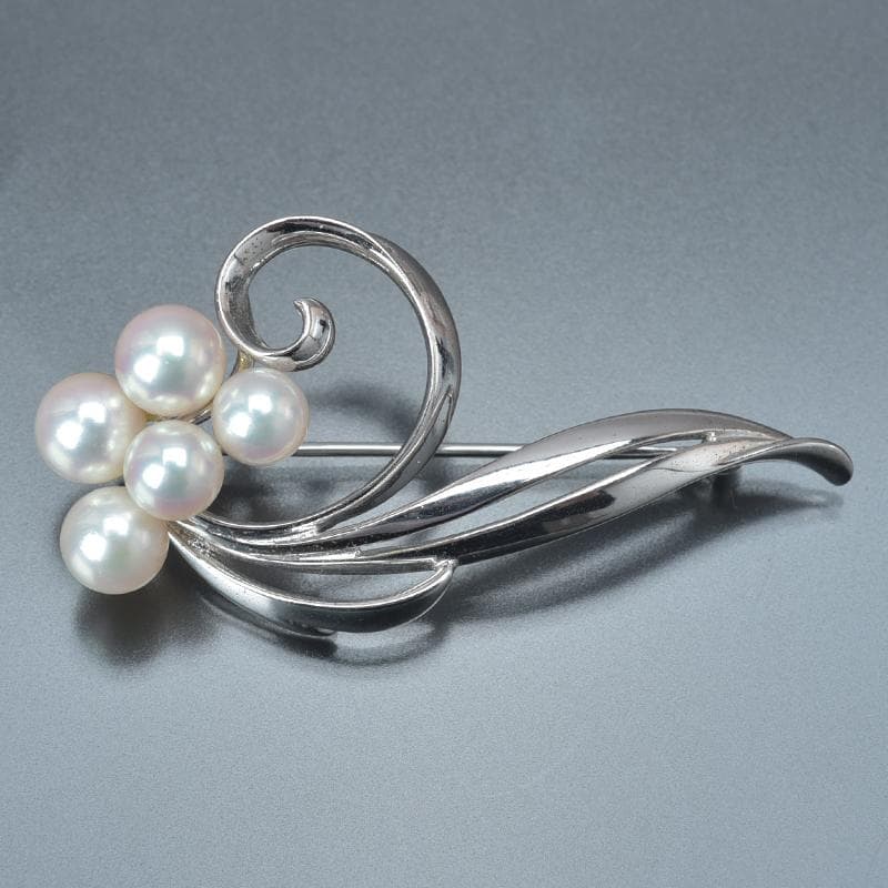 美品◇ミキモト あこや真珠 ブローチ パール6.8mm 6.8g 全長5.1cm