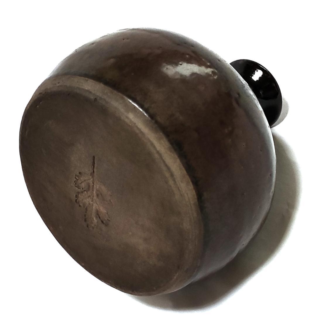 徳利型置物 古丹波焼 黒の墨流し Ad-215