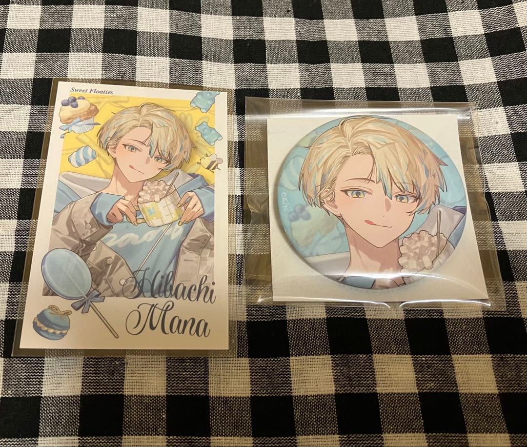 緋八マナ Sweet Floaties 缶バッジ チェキ風カード にじさんじ - メルカリ
