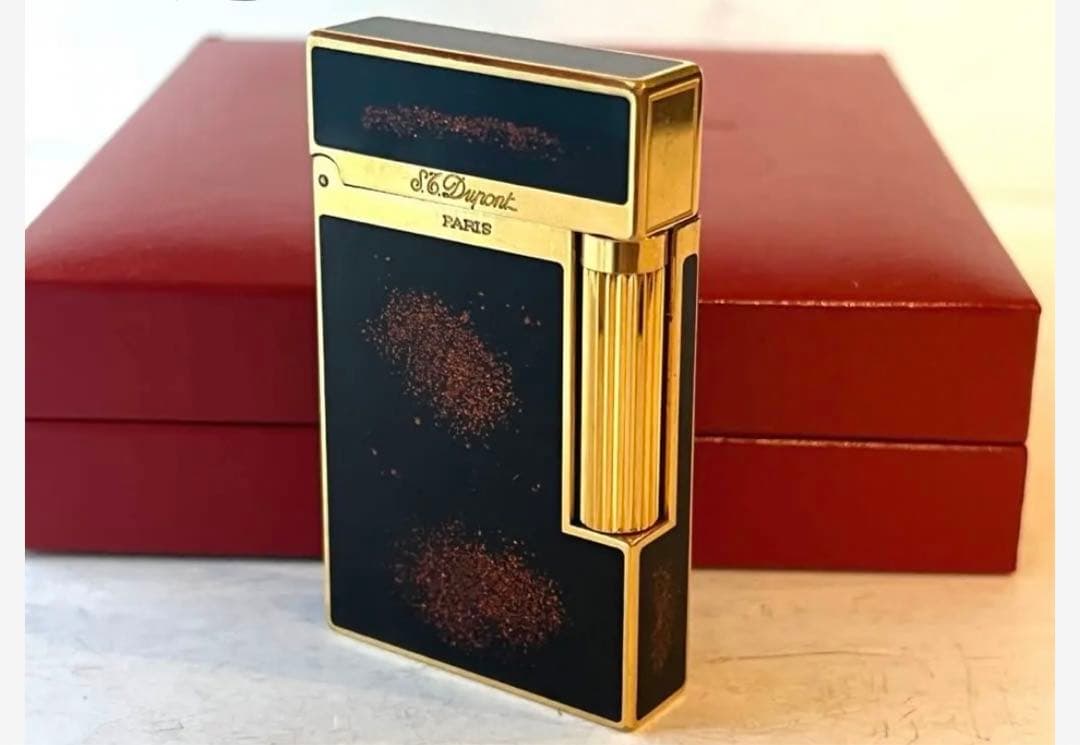 ST. デュポン ガスライター 漆 金ラメ ブラックゴールド ライン2