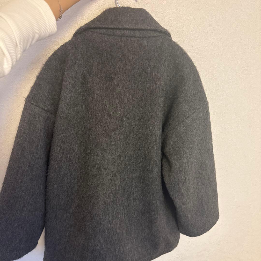 グレー ウール混合 ピーコート ダブルブレスト - メルカリ