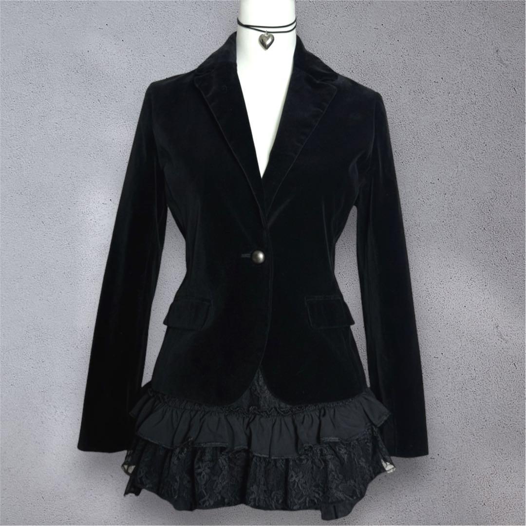 ダークコア y2k NANA ベロア テーラードジャケット 平成古着 ゴシック