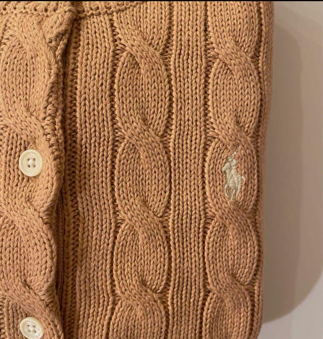 値下ポロラルフローレン ケーブルカーディガン☆キャメルブラウン