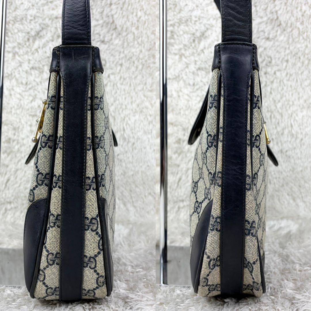 美品】オールドグッチ GGスプリーム 金具 ショルダーバッグ ネイビー