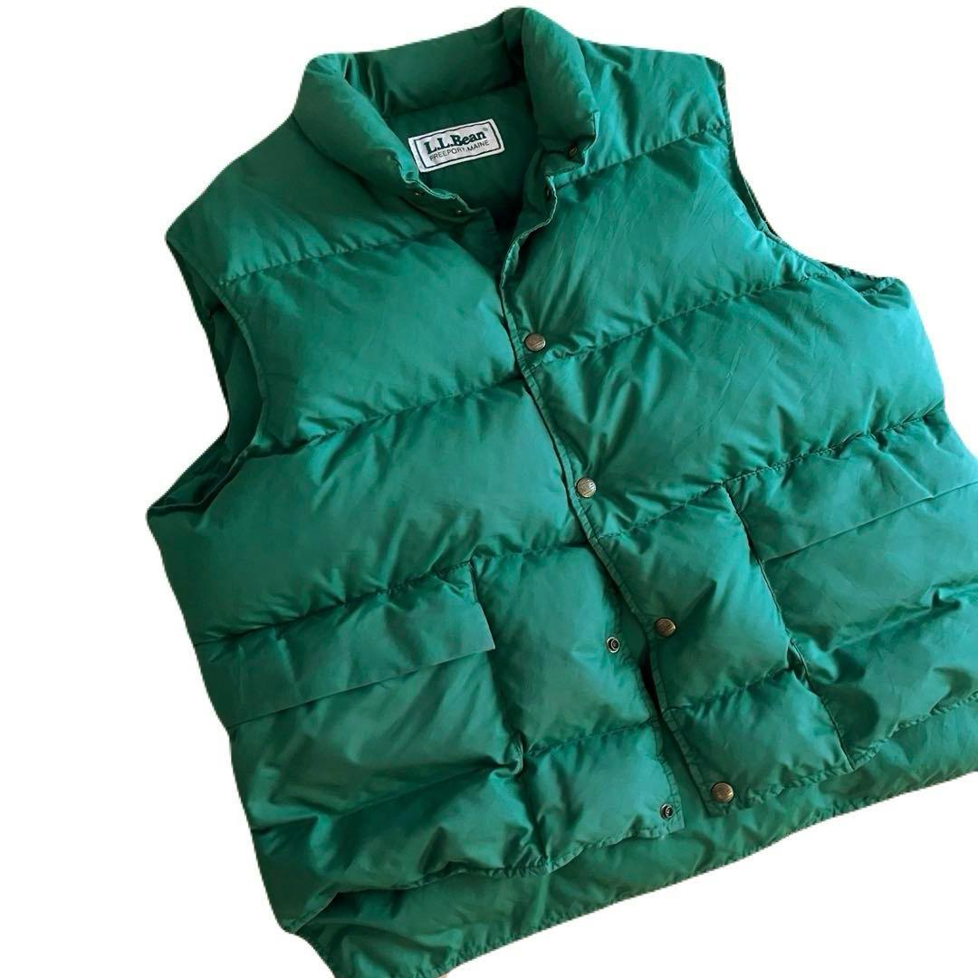 【80s】L.L.Bean Down Vest グリーン L相当 美品 即完売