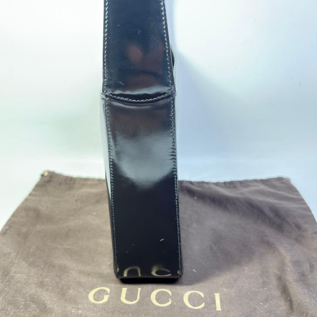 極美品 GUCCI グッチ パテントレザー ワンショルダーブラック リペア