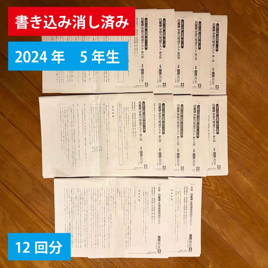日能研 2024年度 5年生 学習力育成テスト 夏期 冬期講習テスト 合計12回 2024年度 日能研5年生 学習力育成テスト、特別テスト - メルカリ