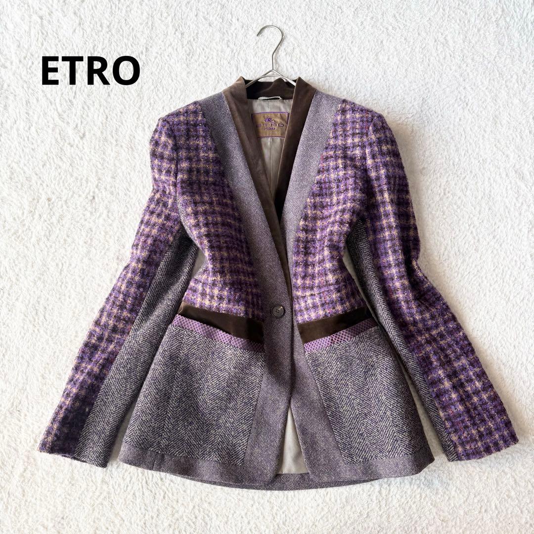 エトロ ノーカラー ジャケット ツイード シルク モヘヤ混 大きいサイズ 44 ツイードジャケット レディース 通販 | 三越伊勢丹オンラインストア