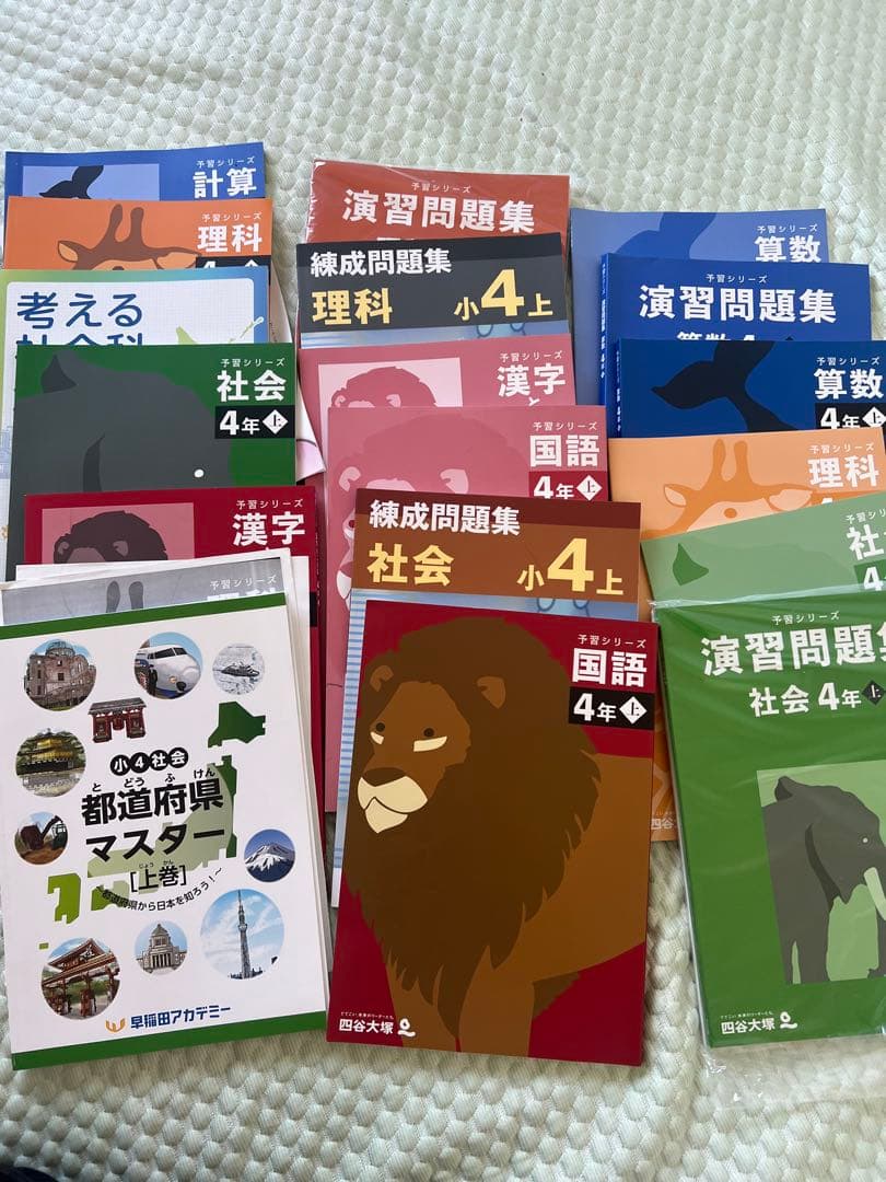 早稲田ゼミ練習問題集 4年生 社会・理科・算数・国語 早稲田アカデミー 夏期講習 4年 上位校への算数国語社会理科 総合演習