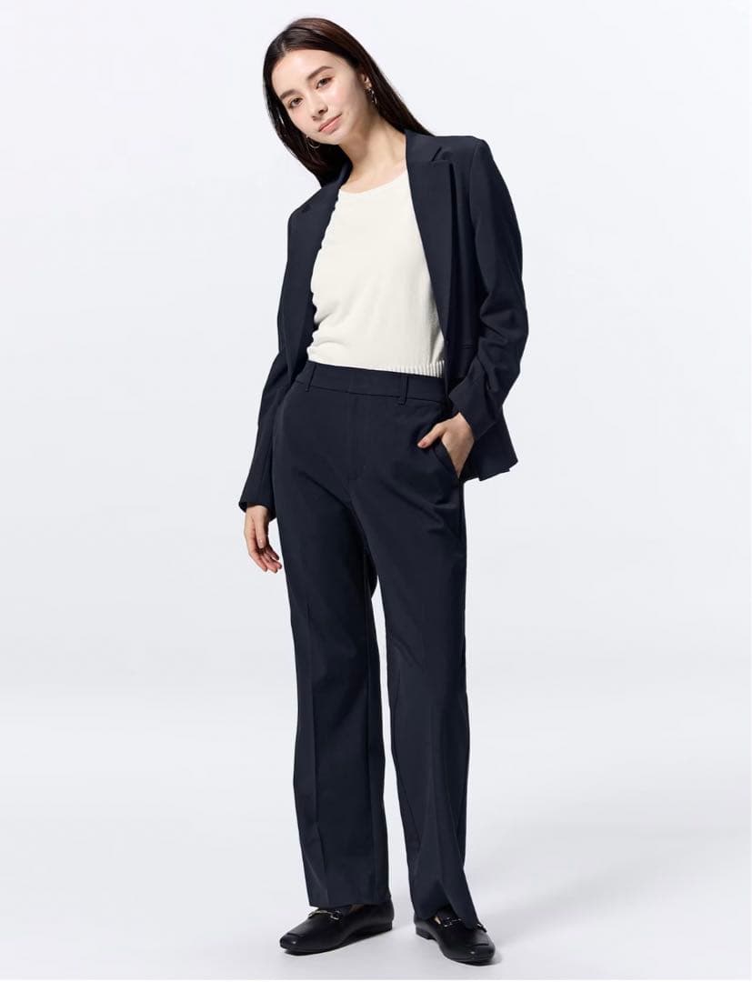 GU ウォッシャブルストレートパンツZ ネイビー 丈標準69.5～73.5cm