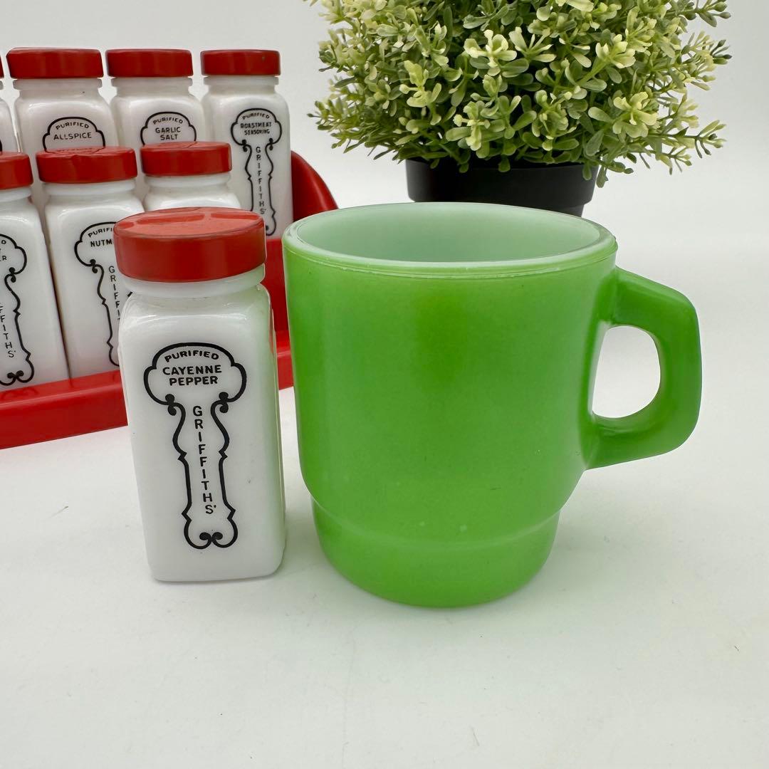 ビンテージ グリフィス スパイスボトル ミルクガラス USA雑貨 ガラス瓶