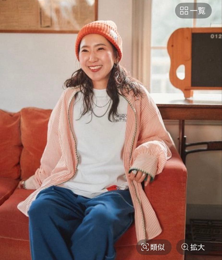 ニコアンド be with M Misayo シアストシャツ オレンジストライプ