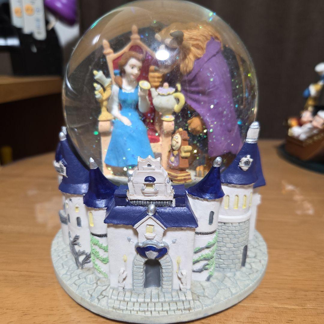 美品」ディズニー 美女と野獣 スノードーム オルゴール付き - メルカリ