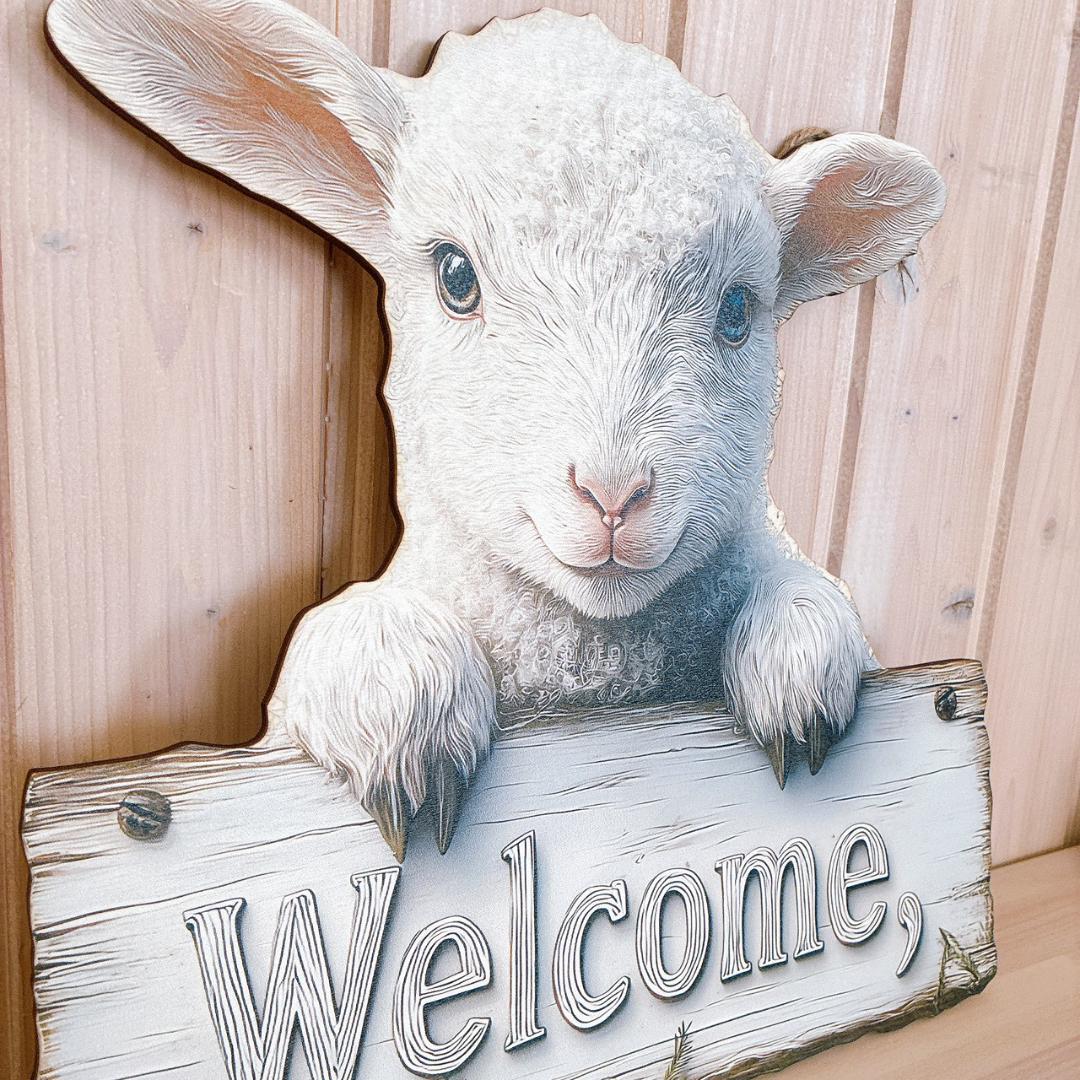 ウェルカムボード 木製 リース ひつじ リアル 大きめ 玄関飾り