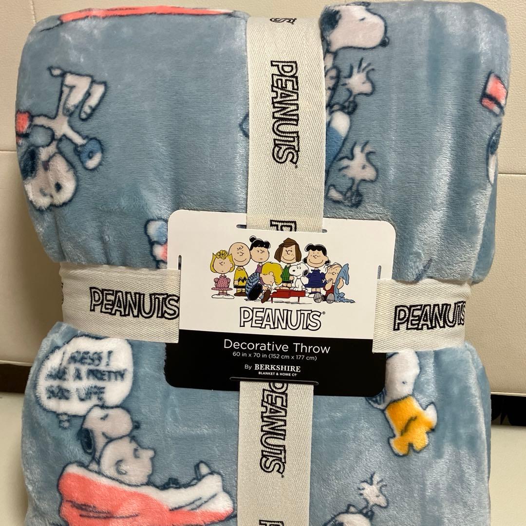 新品 スヌーピーPeanuts® ブルー 大判ひざ掛け コストコブランケット