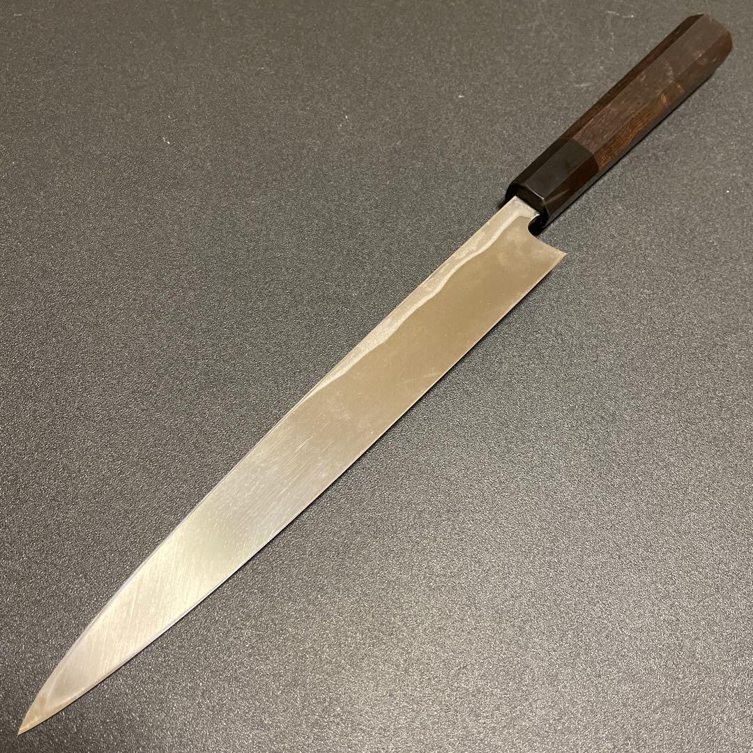刺身包丁 積層 白ニ鋼 柳刃 8寸 刃渡り 約243mm 黒檀八角柄 - メルカリ