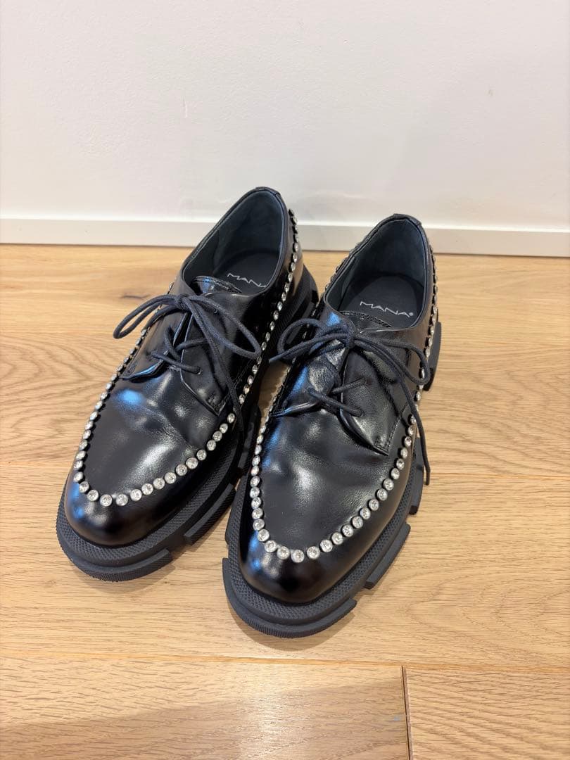 【1/4迄特価！】MANA スタッズレースアップシューズ（ビジュー）24.5cm
