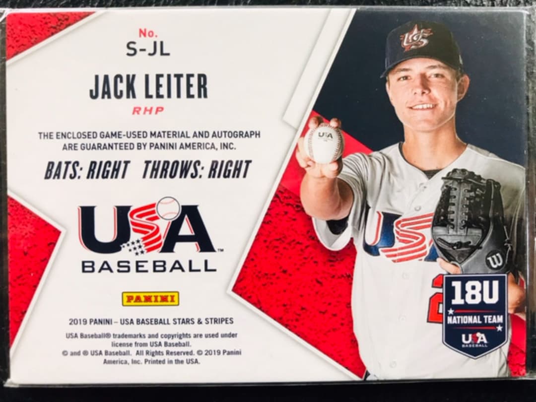 Jack Leiter 直筆サイン 2021全米ドラフト2位指名 299枚限定 - メルカリ