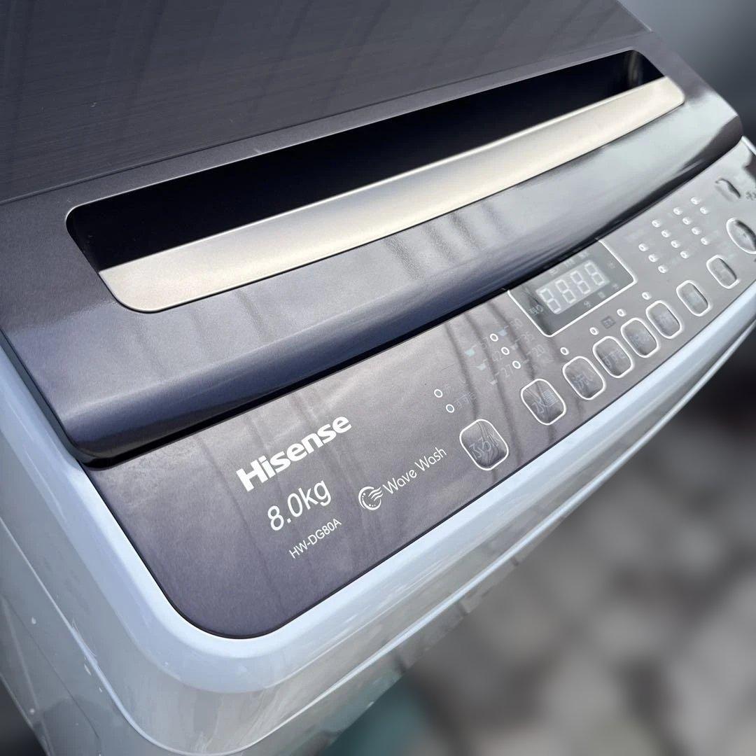 Hisense 2022年製 洗濯機 8.0kg スタイリッシュ ガラストップ