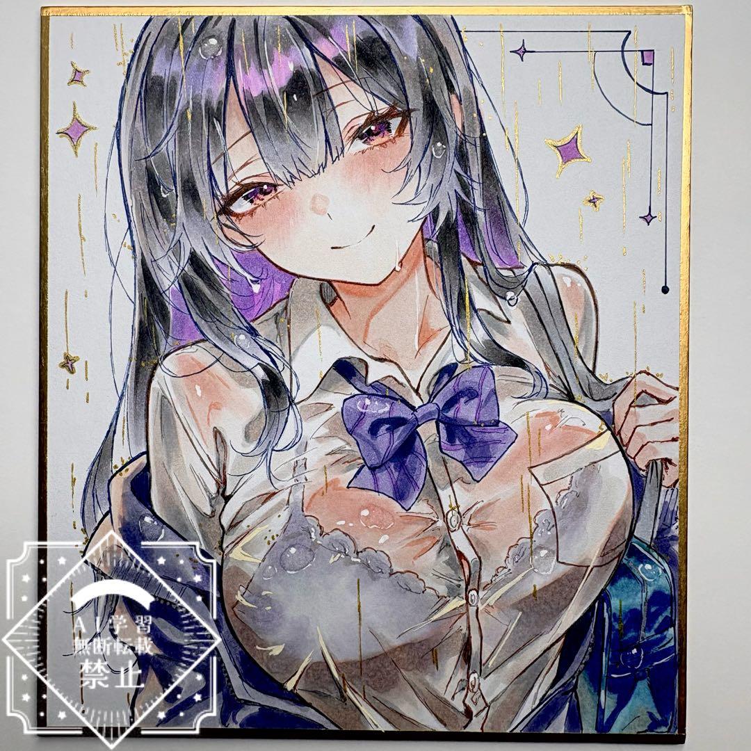 ゆ*り様 一点物 オリジナル 色紙 手描きイラスト アナログ 女の子 創作