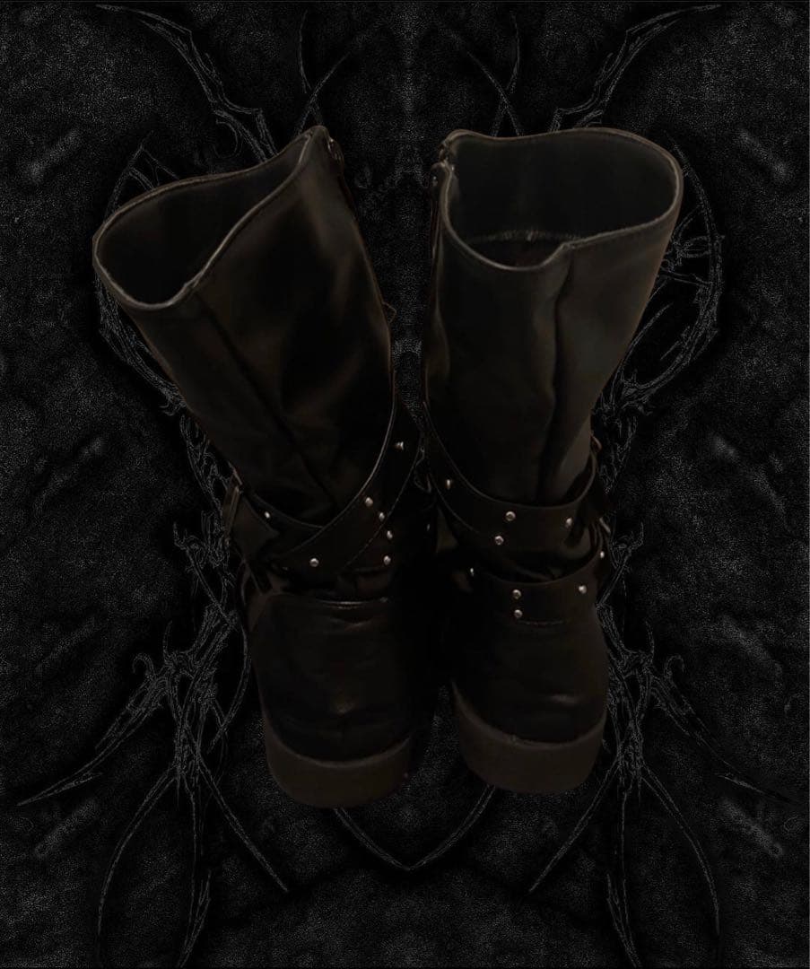00s studs black belt boots archive 27cm - メルカリ
