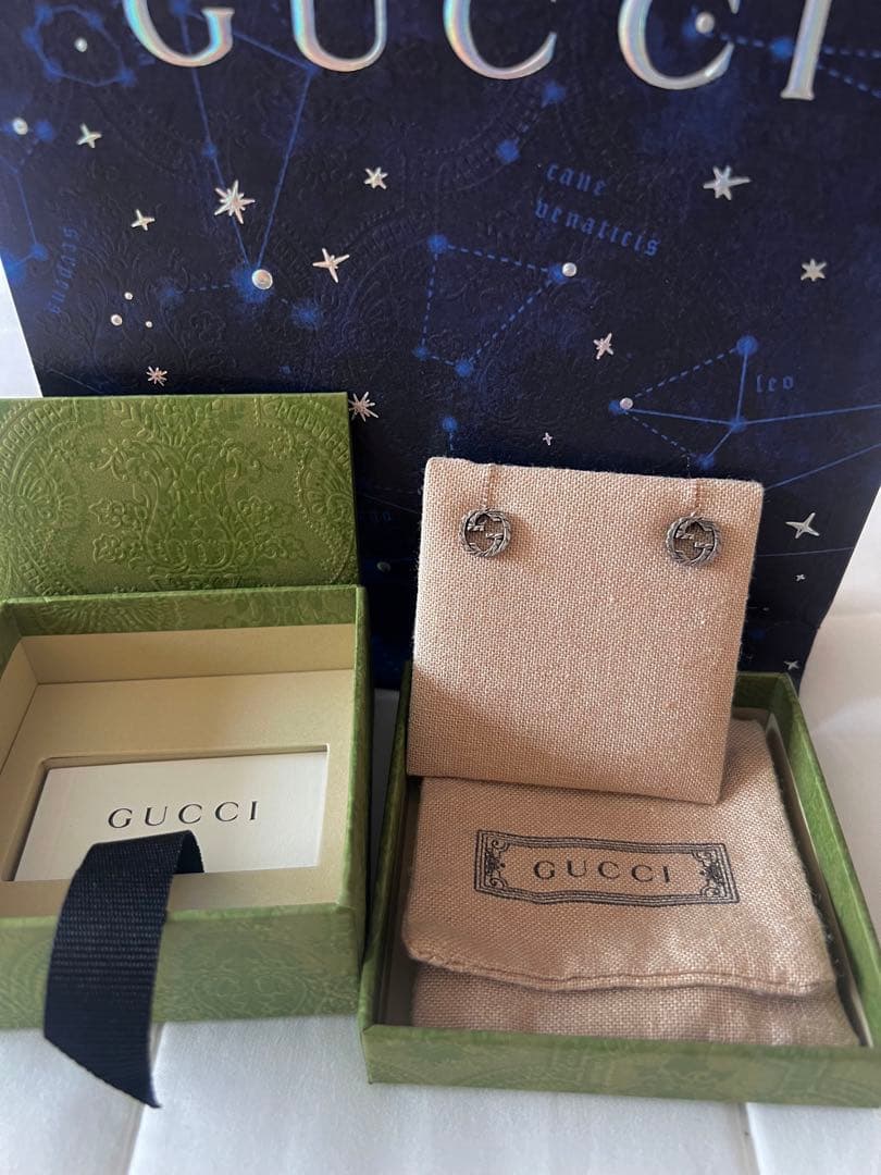 GUCCI ピアス　インターロッキングG 燻　ユニセックス GUCCI（グッチ） ピアス シルバー925 ユニセックス インターロッキング