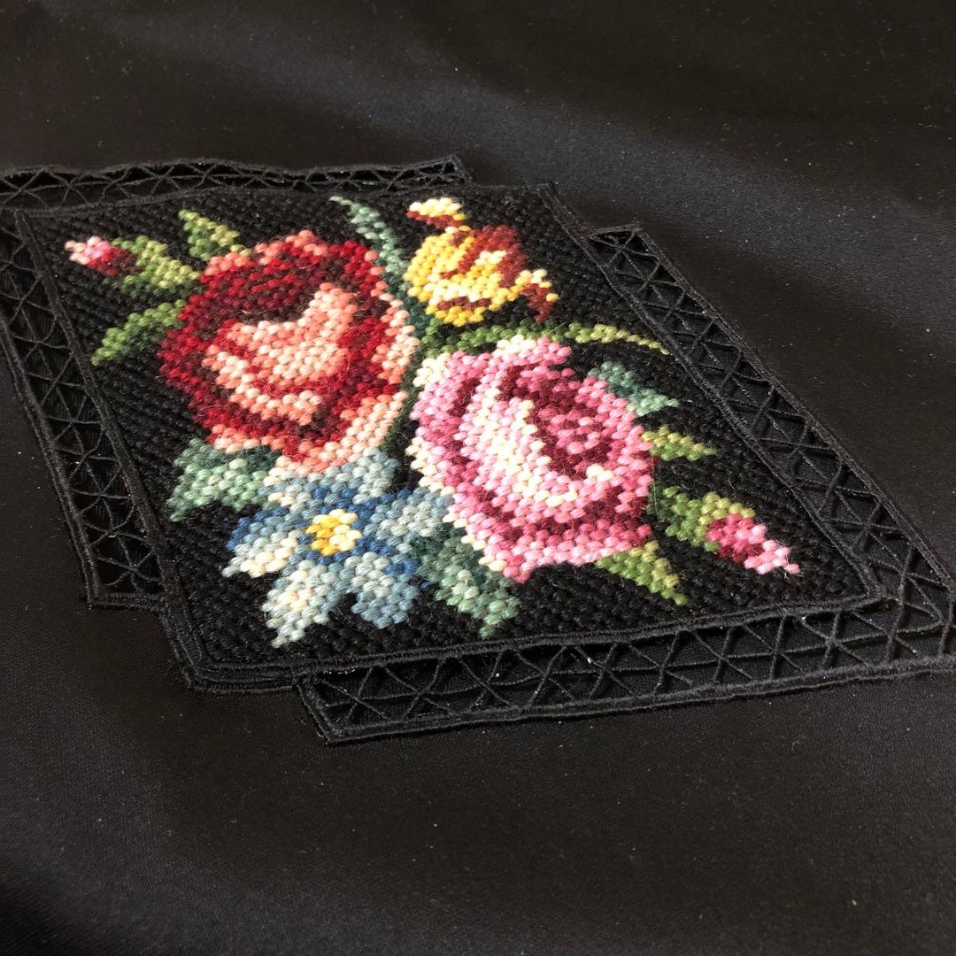 ヴィンテージ正絹名古屋帯カットワーククロスステッチ＋帯締め＋帯揚げ