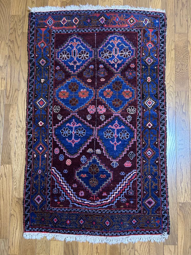 トライバルラグ　カーペット　ヴィンテージ 127x79cm トライバルラグ ヴィンテージラグ 手織り絨毯 カーペット